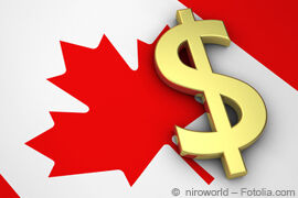 Kanada-Flagge und Dollar